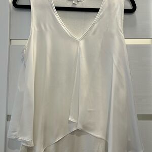 Green Envelope White Sleeveless Blouse Womens S Layered V Neck Flowy Top